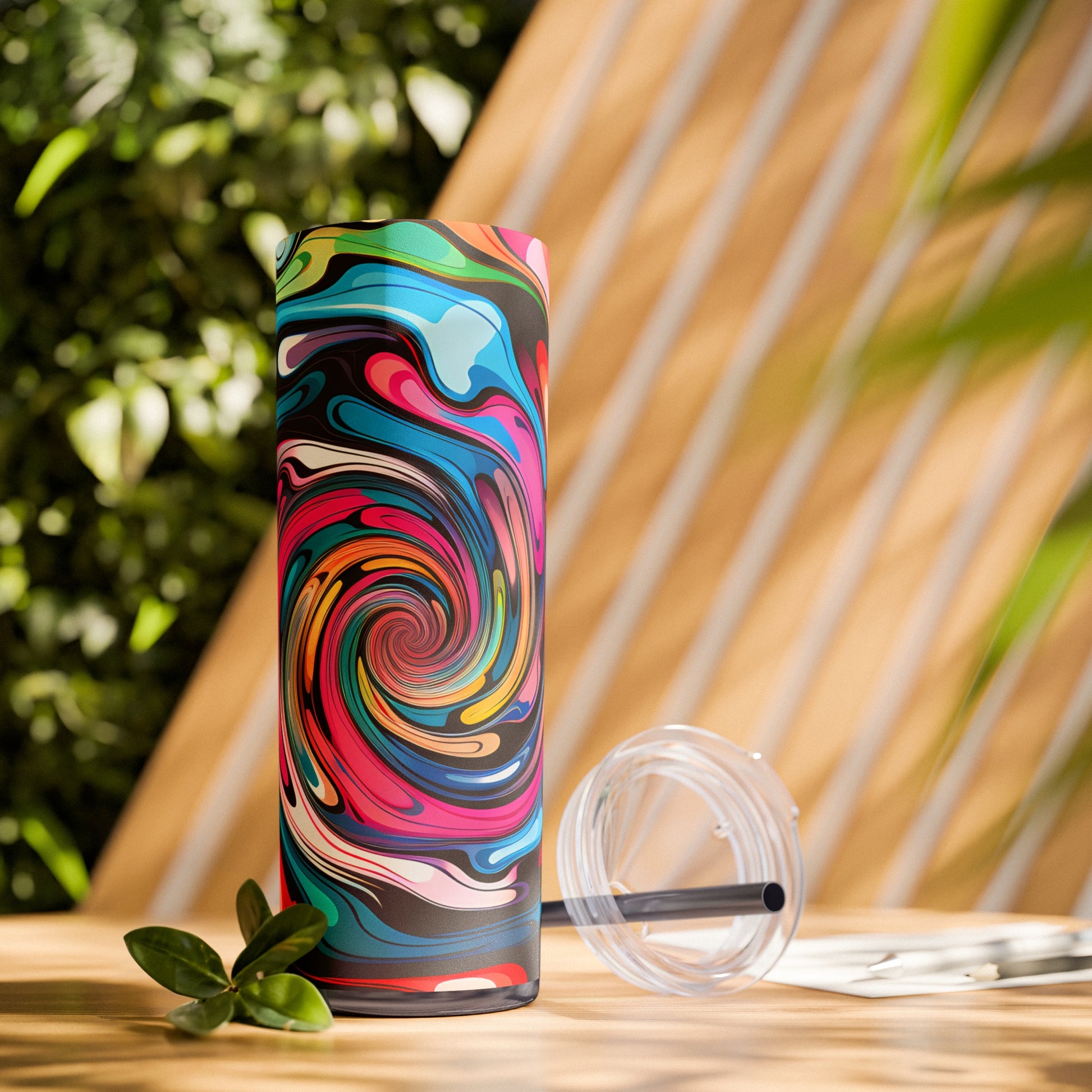 Swirls Tumbler with Straw - Vibrant Vibes & Soul