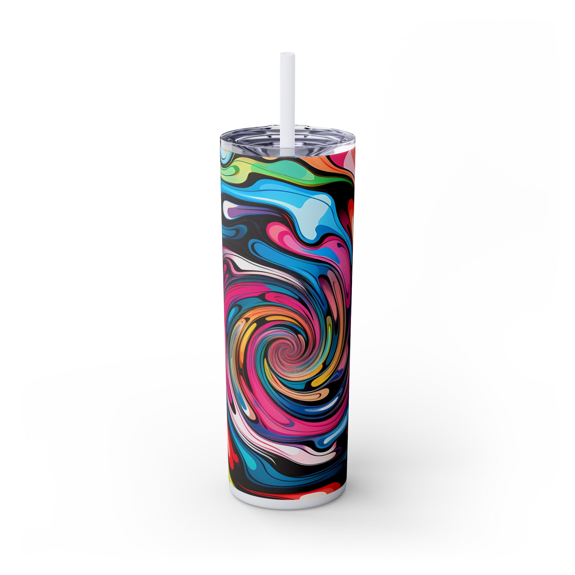 Swirls Tumbler with Straw - Vibrant Vibes & Soul