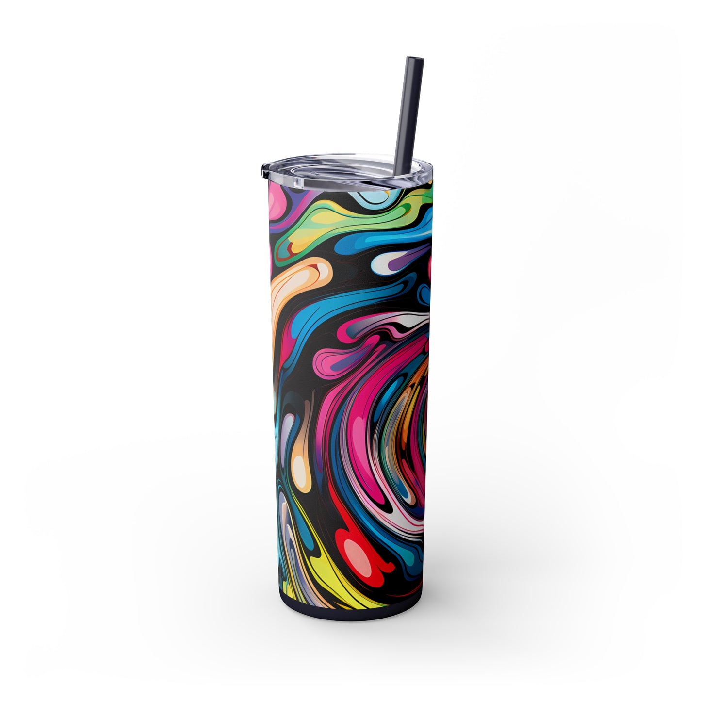 Swirls Tumbler with Straw - Vibrant Vibes & Soul