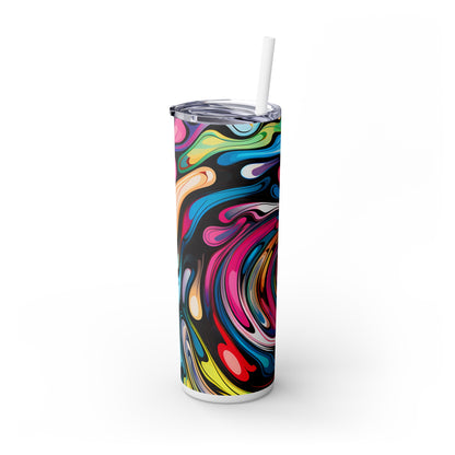 Swirls Tumbler with Straw - Vibrant Vibes & Soul