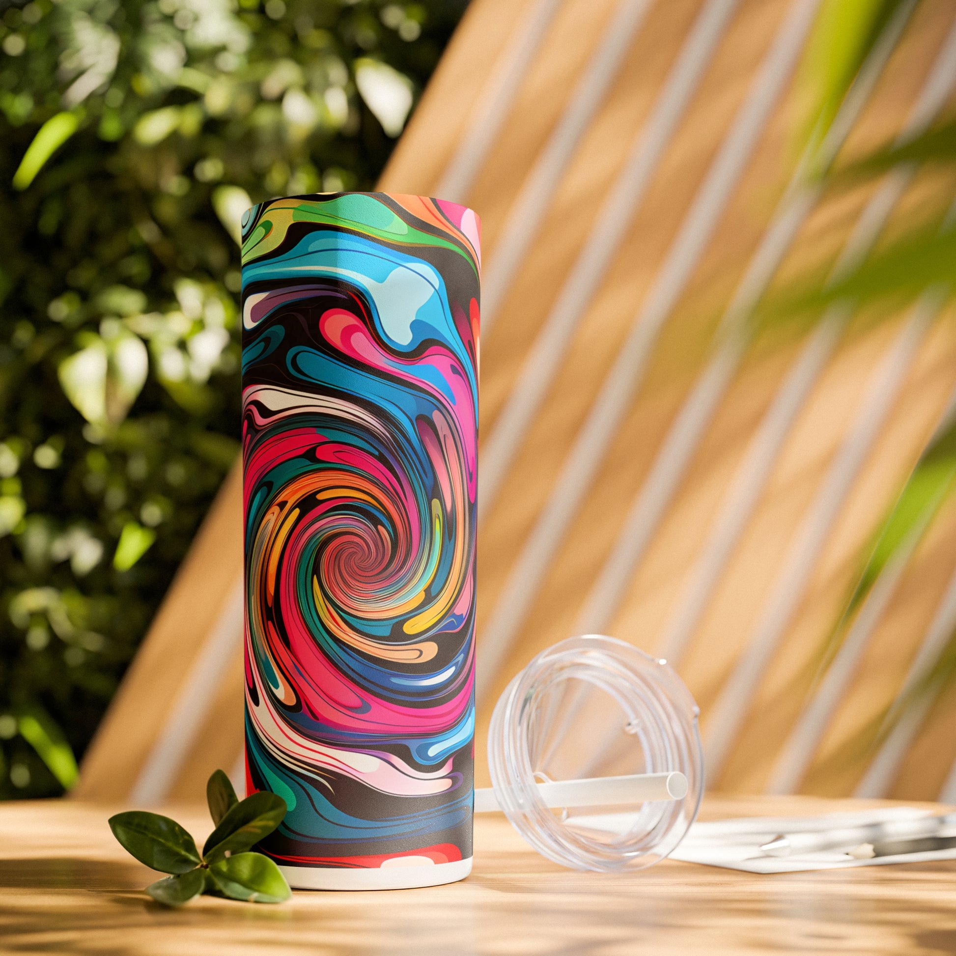 Swirls Tumbler with Straw - Vibrant Vibes & Soul