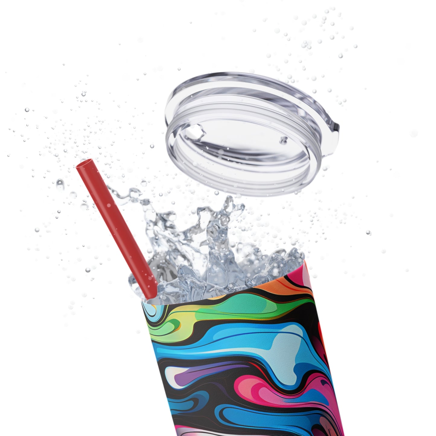 Swirls Tumbler with Straw - Vibrant Vibes & Soul