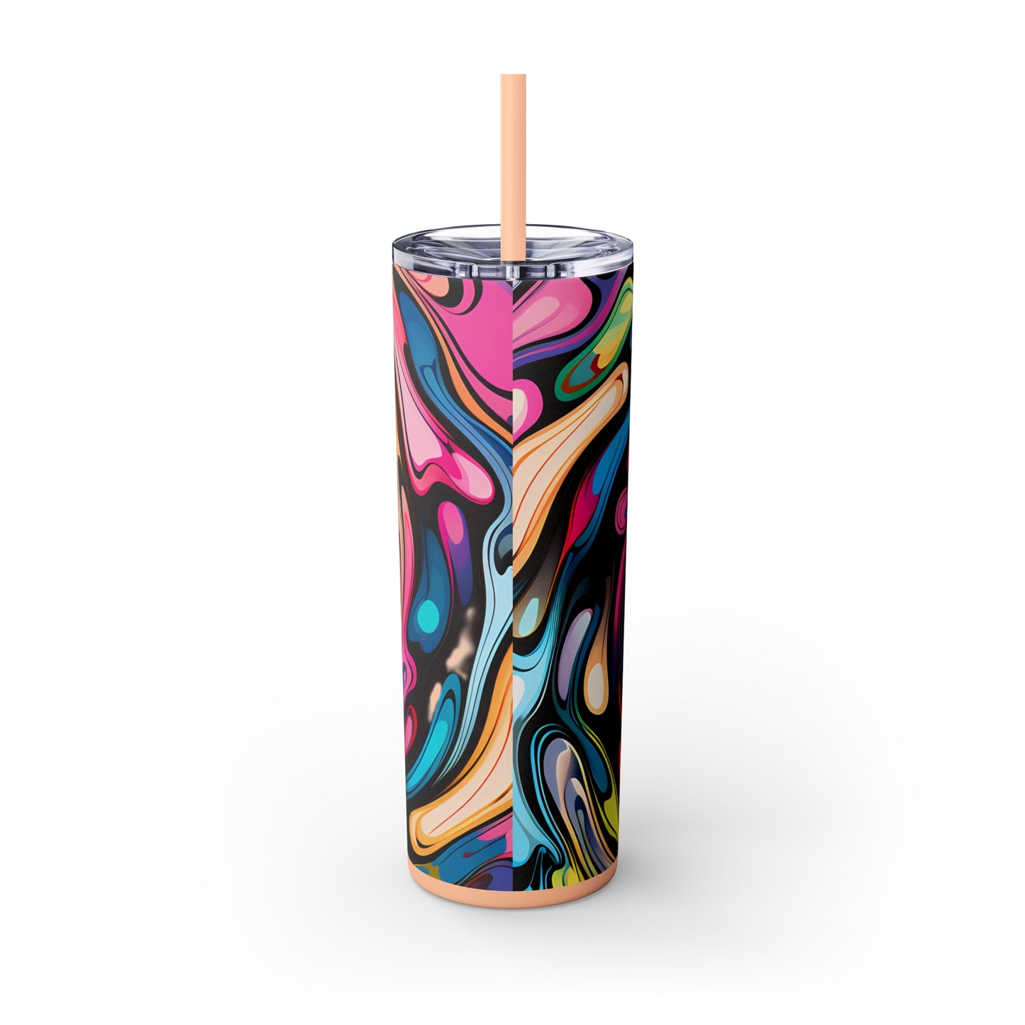 Swirls Tumbler with Straw - Vibrant Vibes & Soul