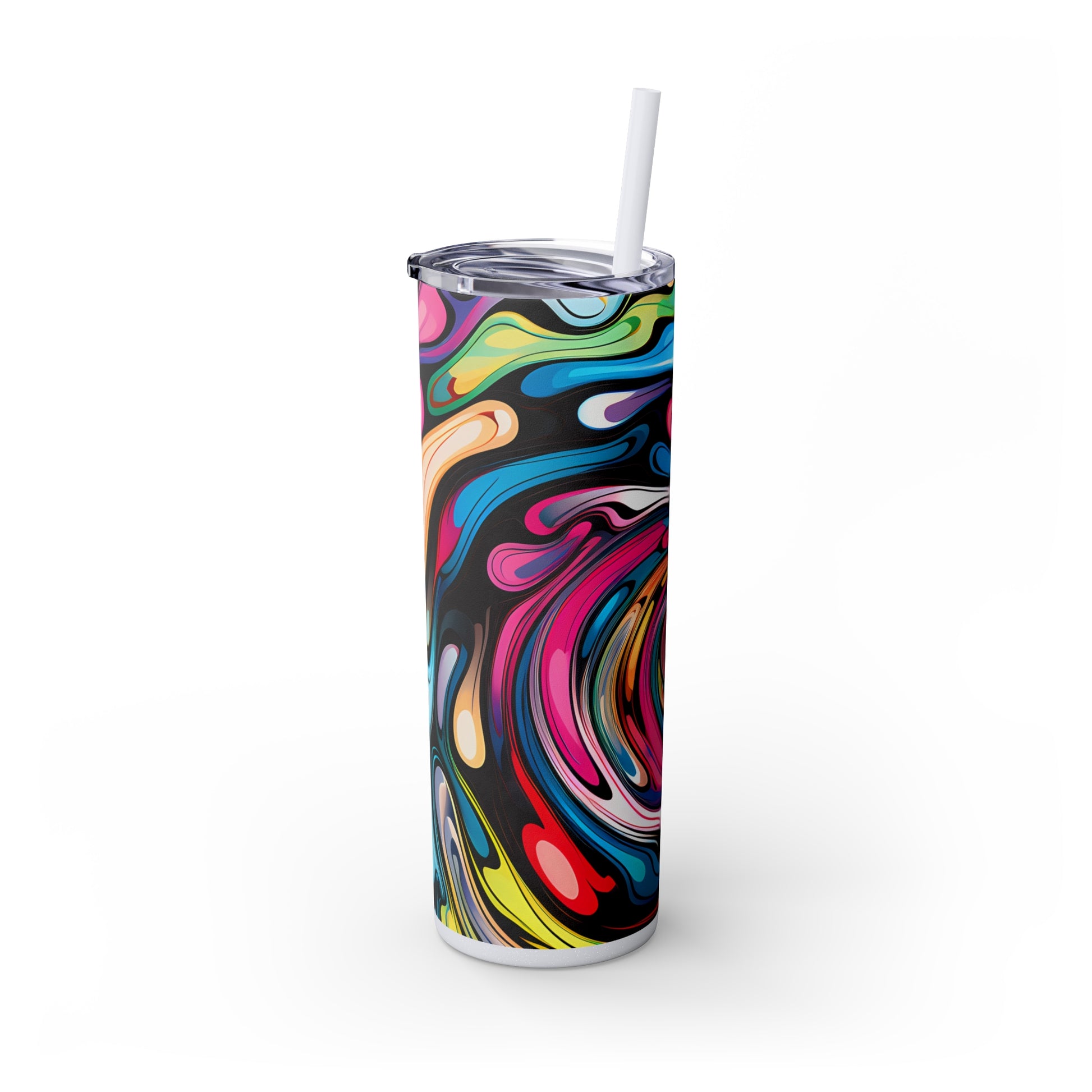 Swirls Tumbler with Straw - Vibrant Vibes & Soul