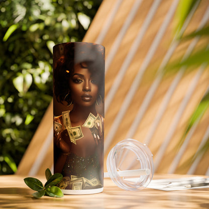 Empowered Wealth Tumbler with Straw - Vibrant Vibes & Soul