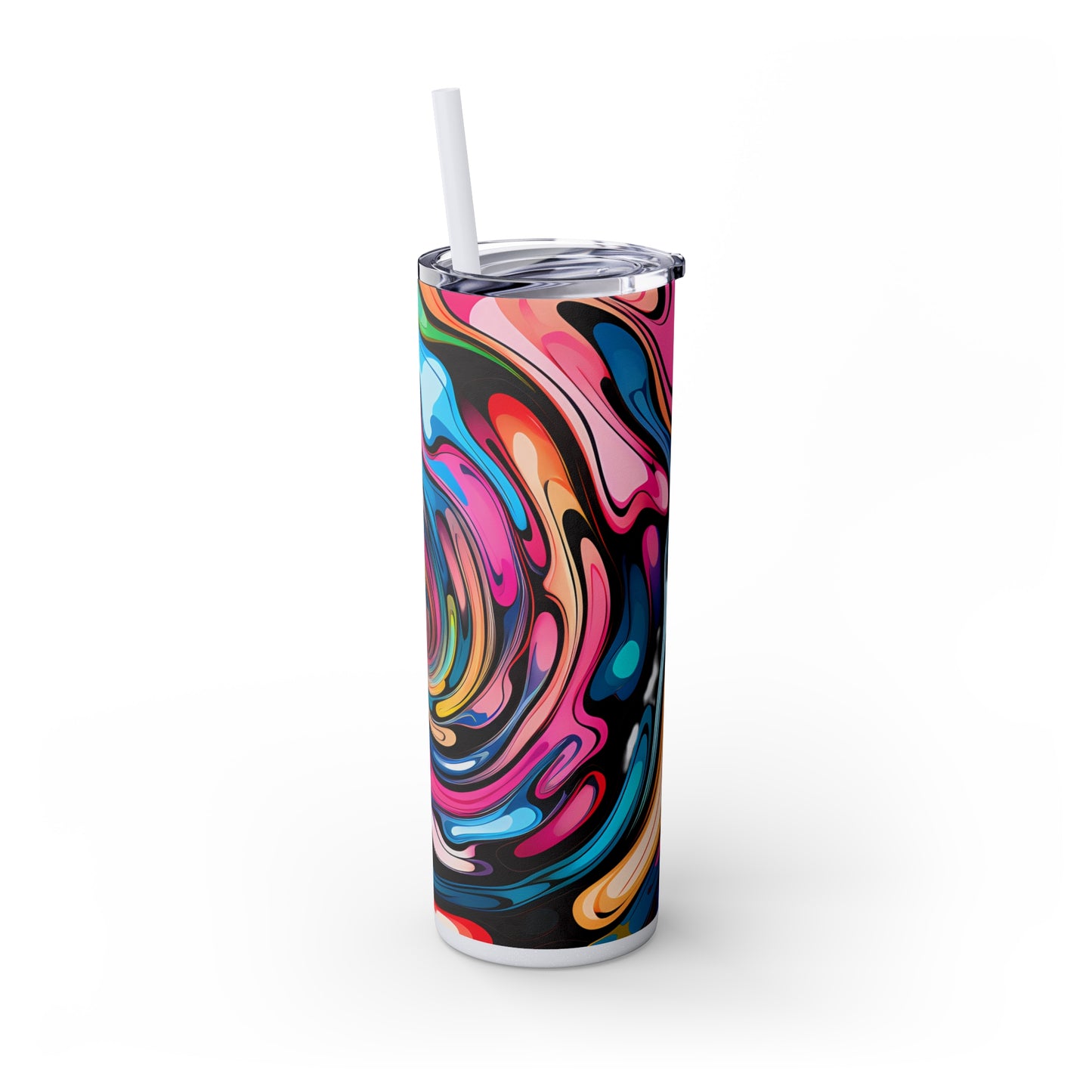 Swirls Tumbler with Straw - Vibrant Vibes & Soul