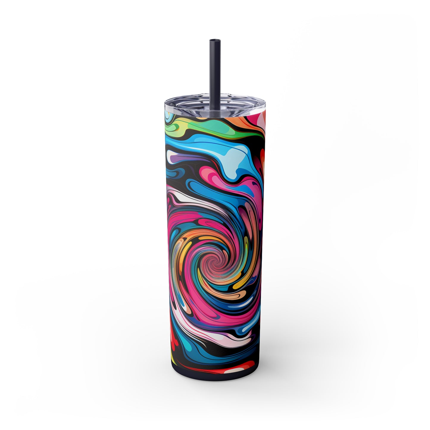 Swirls Tumbler with Straw - Vibrant Vibes & Soul