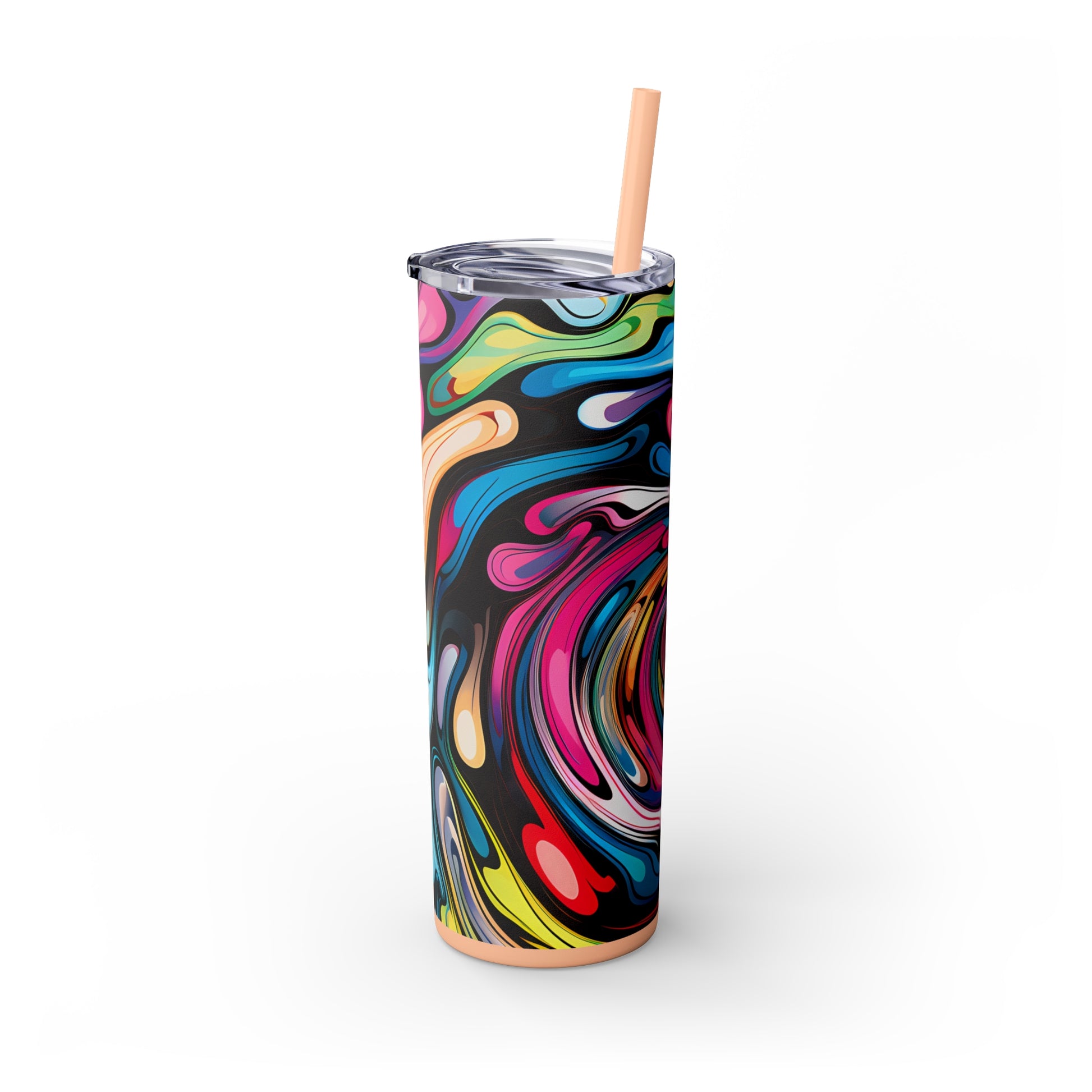 Swirls Tumbler with Straw - Vibrant Vibes & Soul