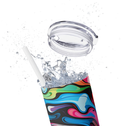 Swirls Tumbler with Straw - Vibrant Vibes & Soul