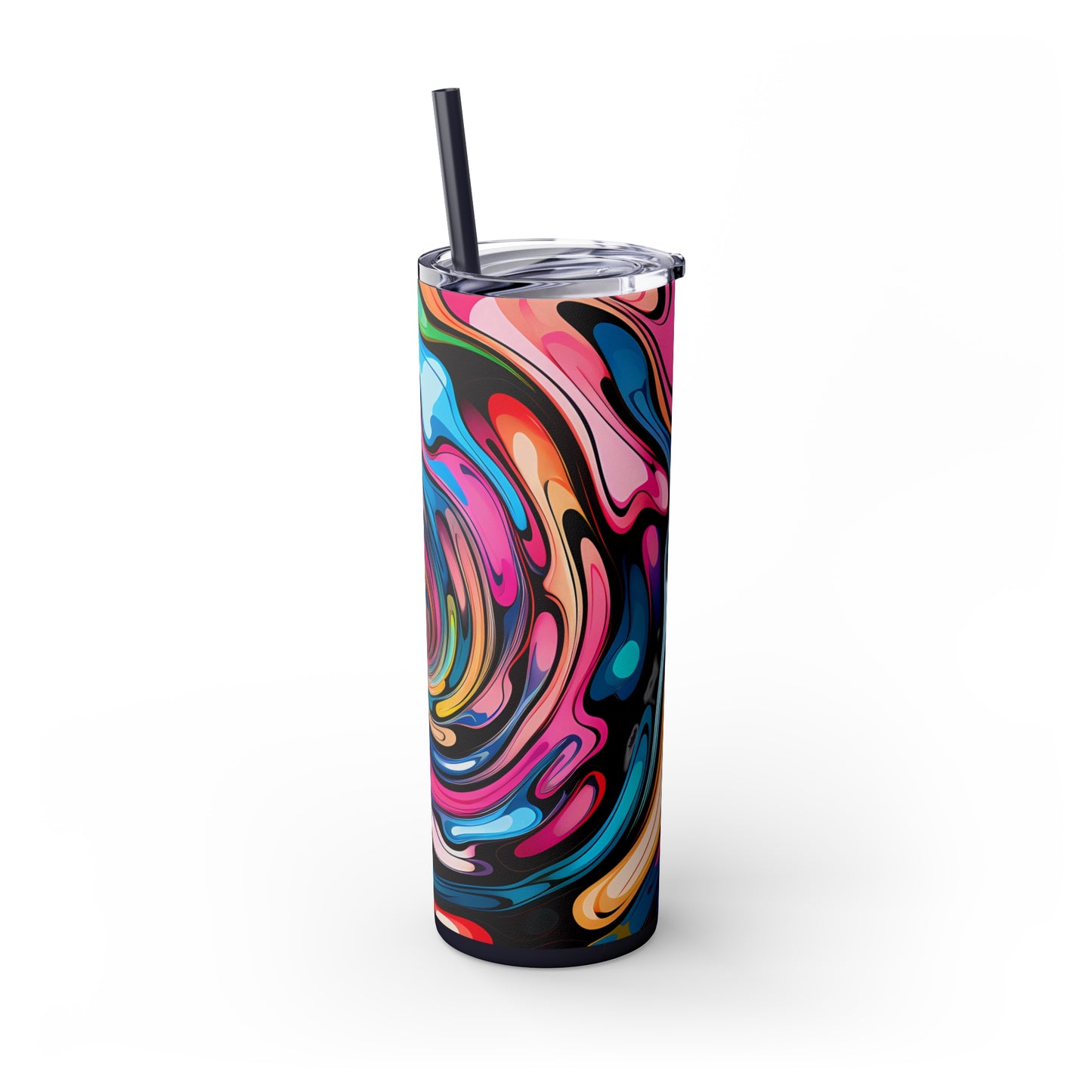 Swirls Tumbler with Straw - Vibrant Vibes & Soul