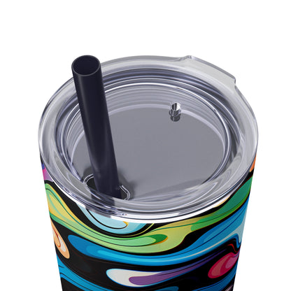 Swirls Tumbler with Straw - Vibrant Vibes & Soul