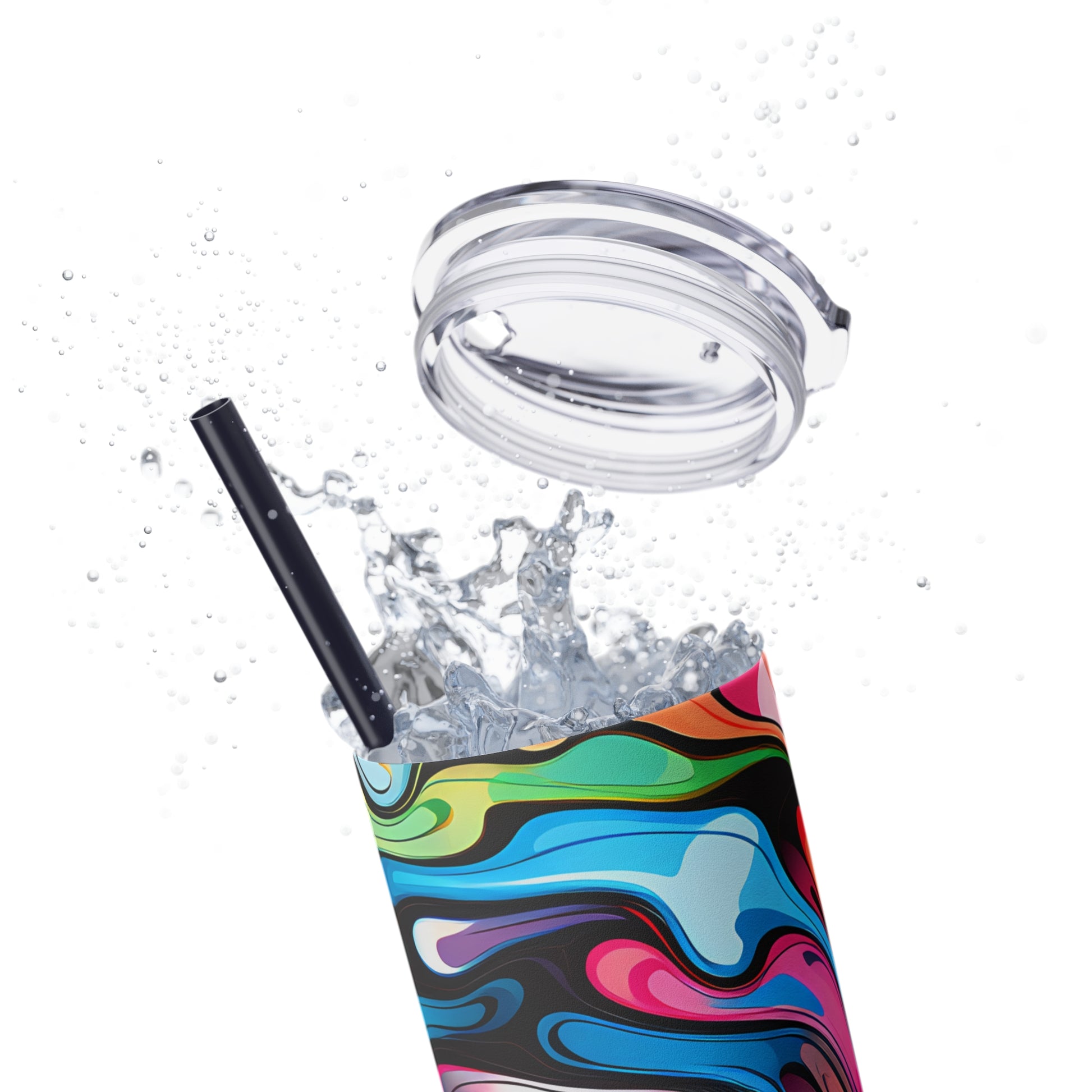 Swirls Tumbler with Straw - Vibrant Vibes & Soul