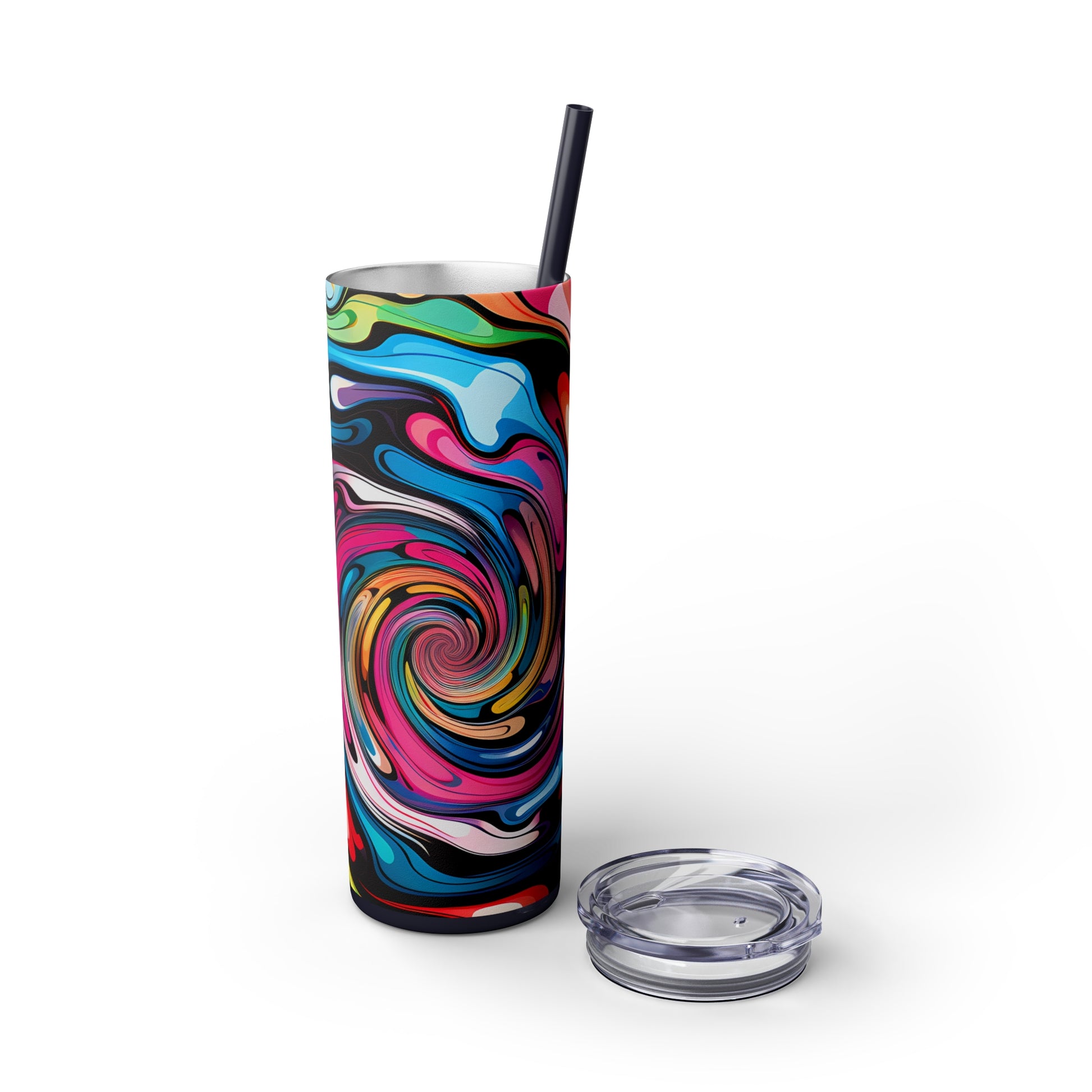 Swirls Tumbler with Straw - Vibrant Vibes & Soul