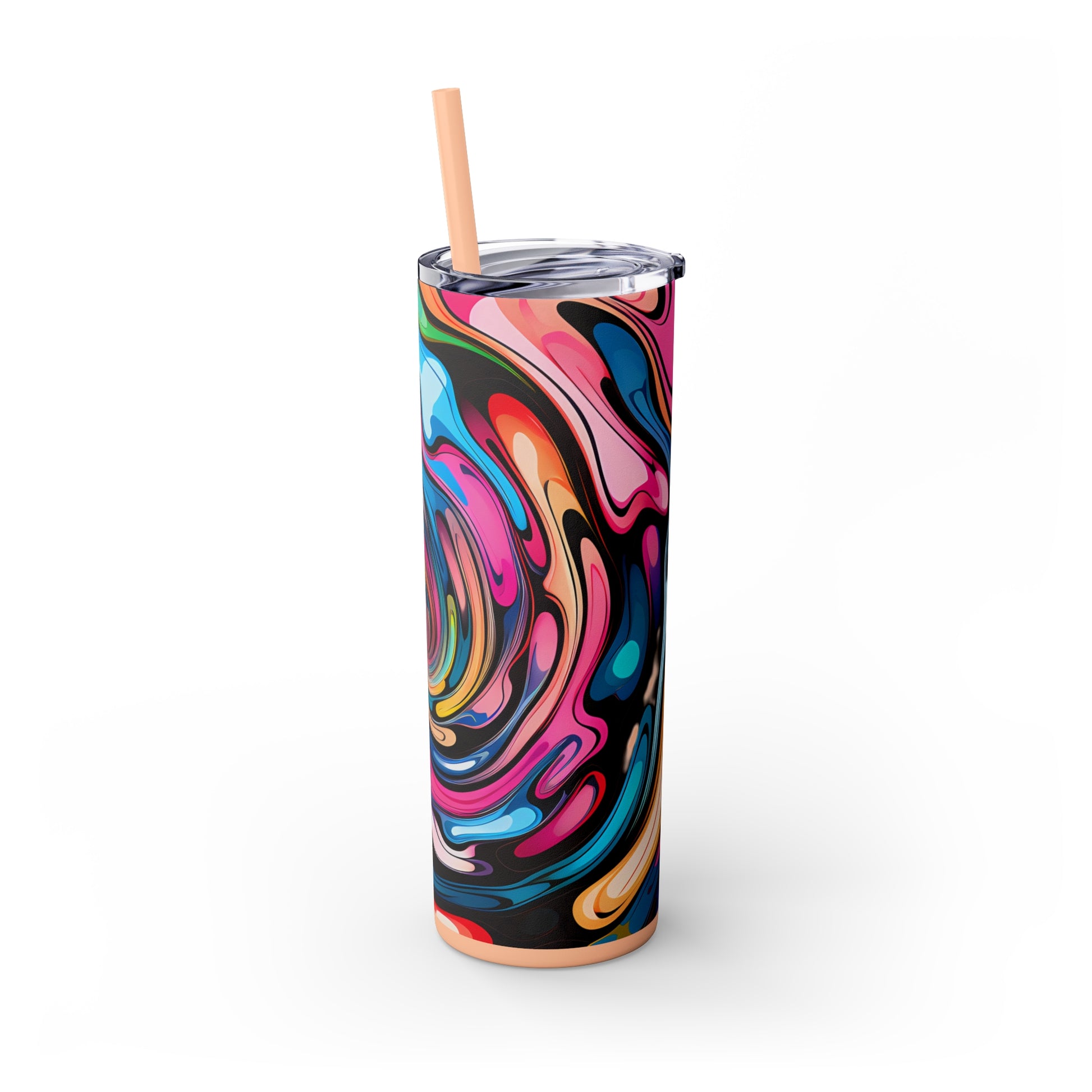 Swirls Tumbler with Straw - Vibrant Vibes & Soul