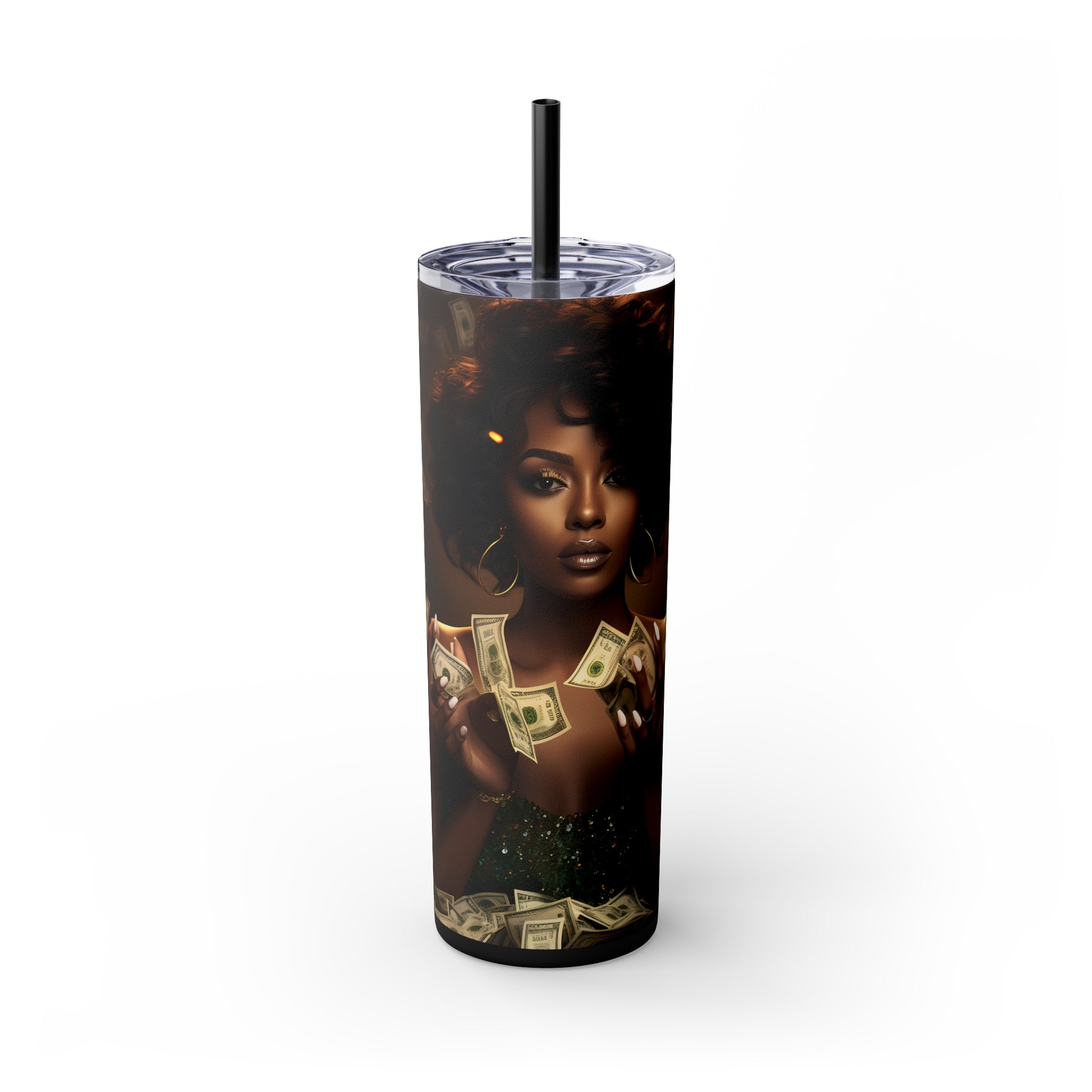 Empowered Wealth Tumbler with Straw - Vibrant Vibes & Soul