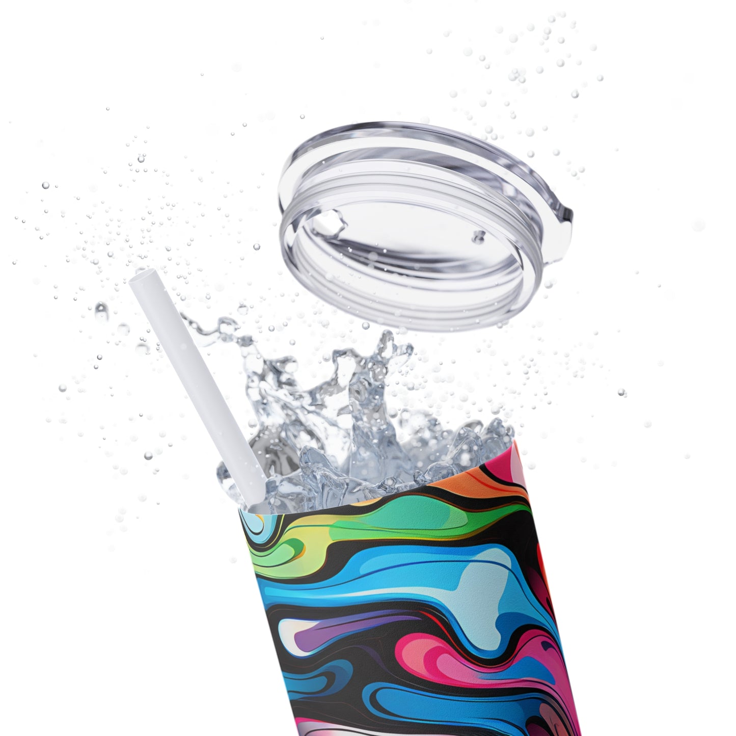 Swirls Tumbler with Straw - Vibrant Vibes & Soul