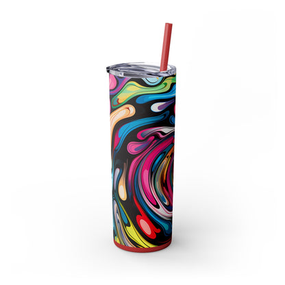 Swirls Tumbler with Straw - Vibrant Vibes & Soul