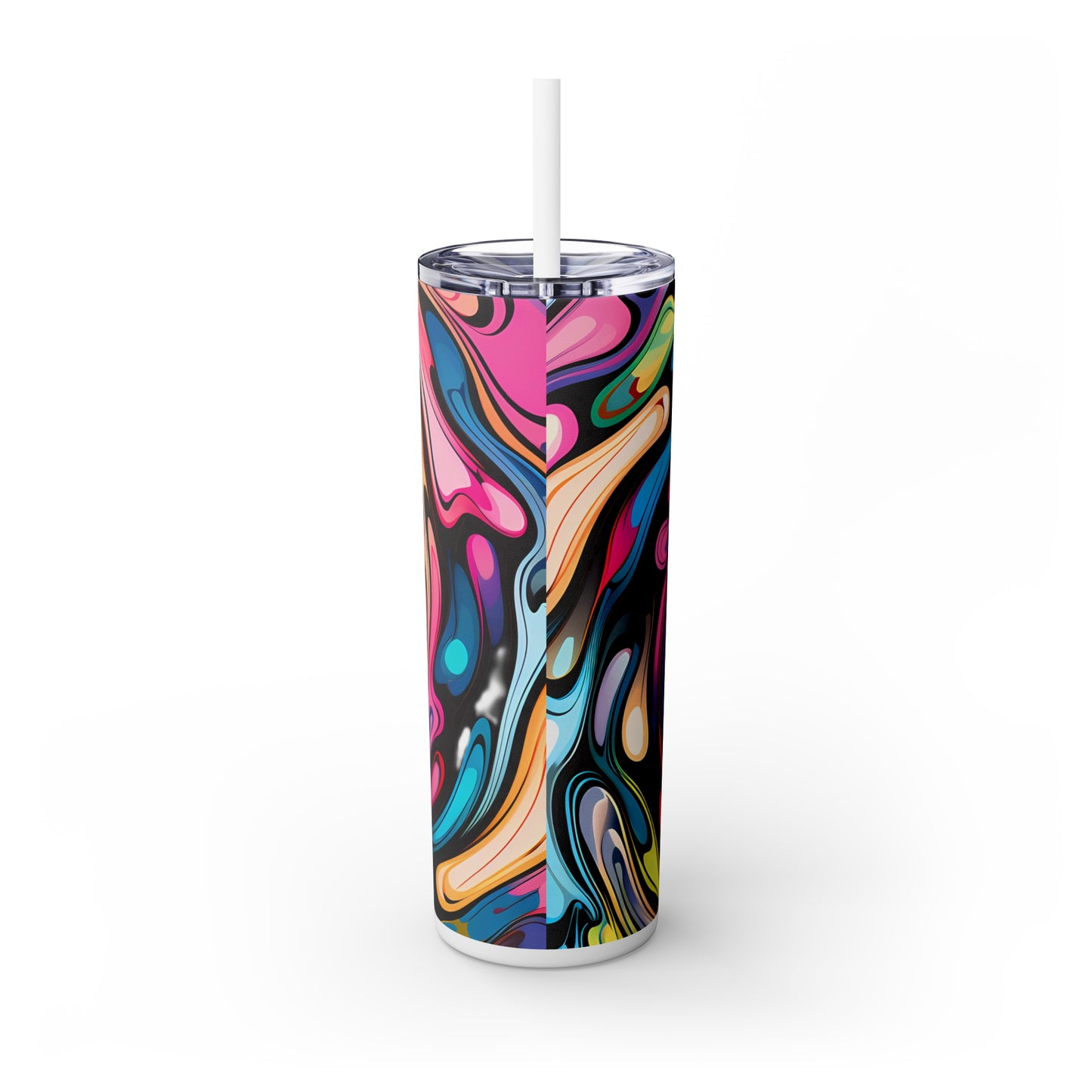 Swirls Tumbler with Straw - Vibrant Vibes & Soul