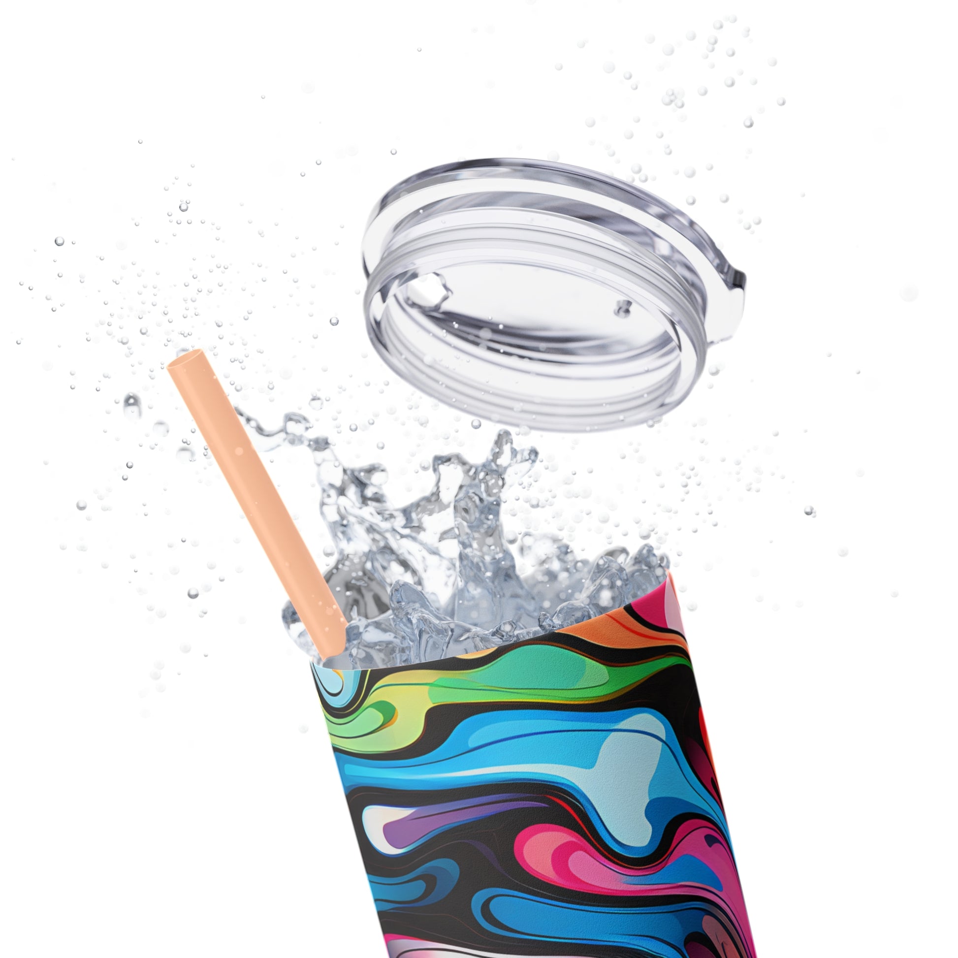 Swirls Tumbler with Straw - Vibrant Vibes & Soul