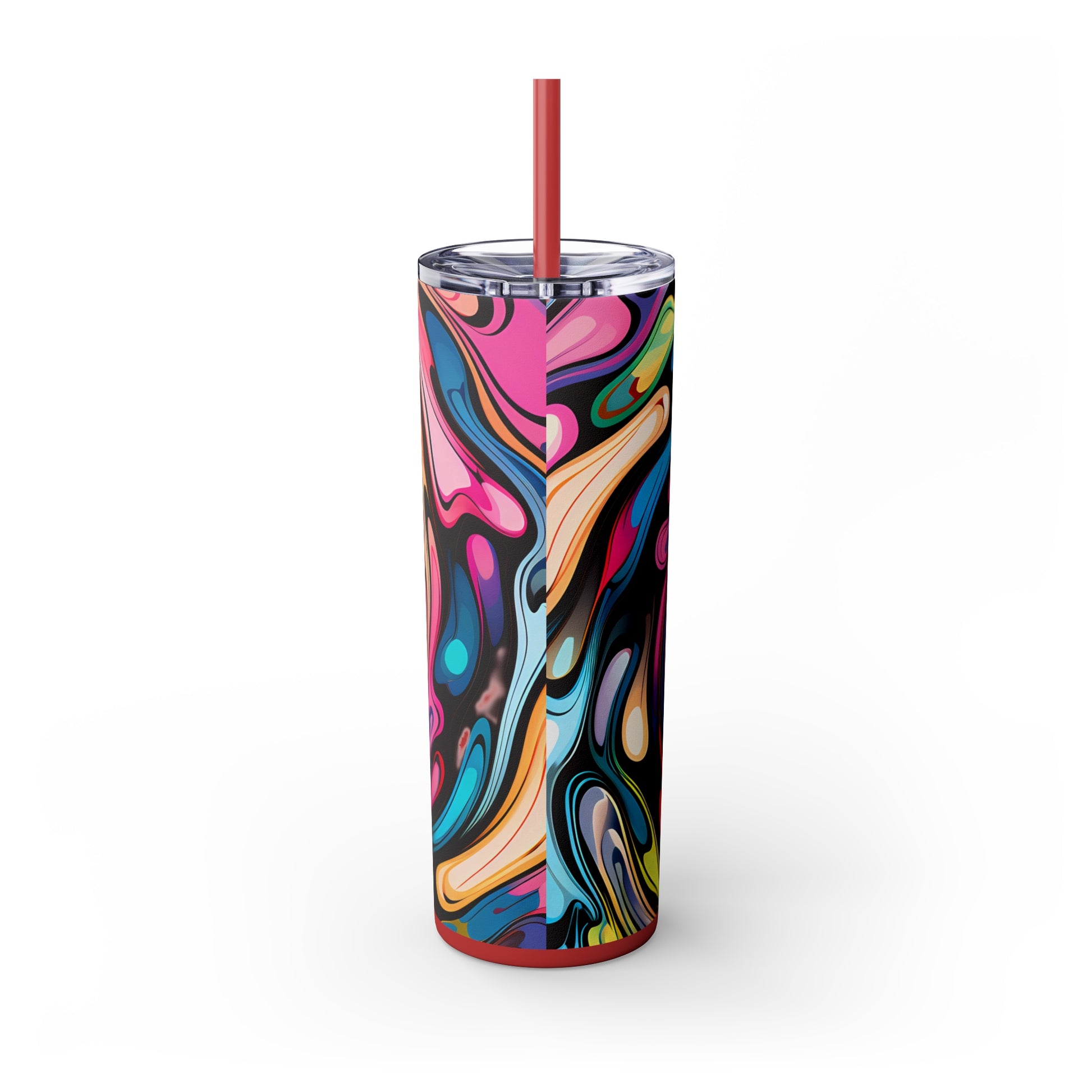 Swirls Tumbler with Straw - Vibrant Vibes & Soul